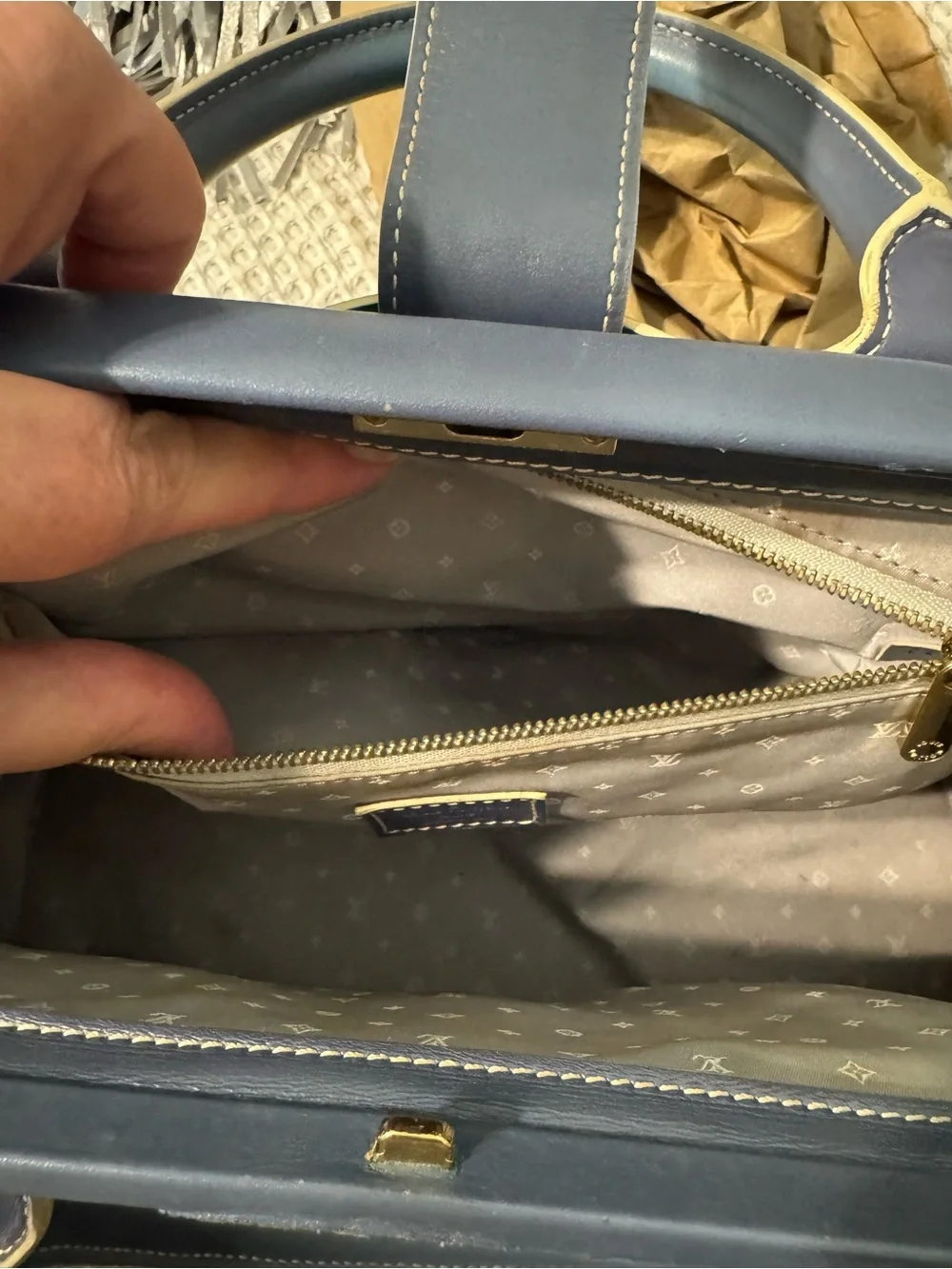 LV Vintage Blue Suhali Leather L’Ingenieux PM Satchel with COA